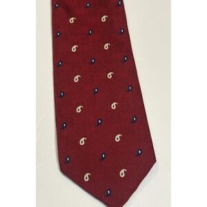 Lauren Ralph Lauren Classic Paisley Pattern on Dark Red 100% Silk Neck Tie Vtg.